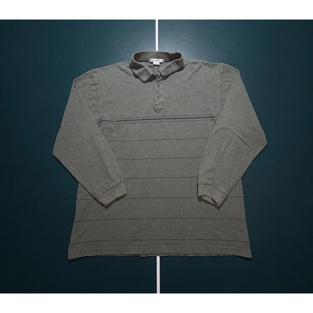 Vintage Striped Collared Rugby Sweater Mens Large Geoffrey Beene‎ Green